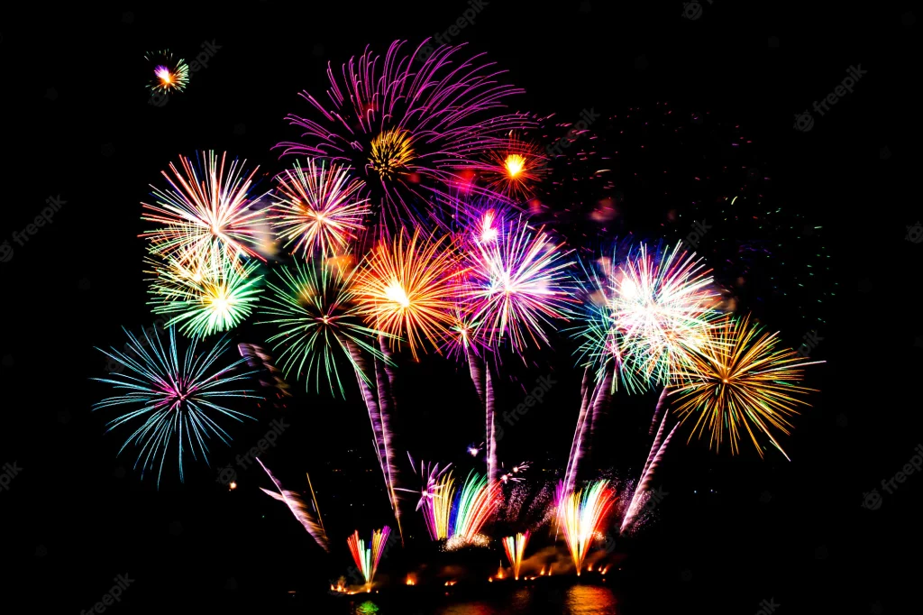 beautiful fireworks display black sky 74190 1062